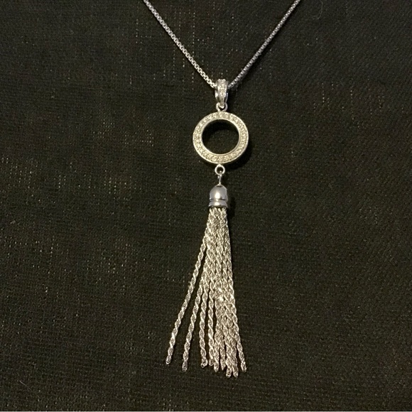 Beautiful sterling silver necklace with diamonds.  NEW - Picture 1 of 11